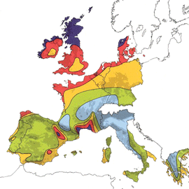 Image:  Map of average wind speeds across Europe