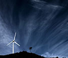 Image:  Turbine against dark stormy sky