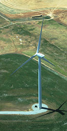 Image:  Aerial view of wind turbine and access track