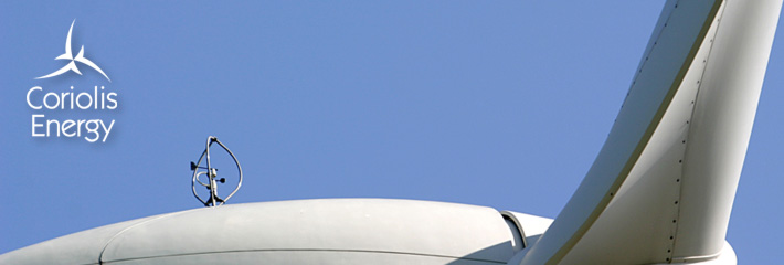 Image:  Close up of wind turbine nacelle and blade